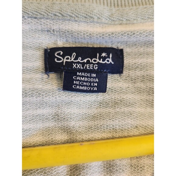 Splendid Women’s XXL Green Striped Button Front Henley Lounge Long Sleeve Top - Picture 7 of 9